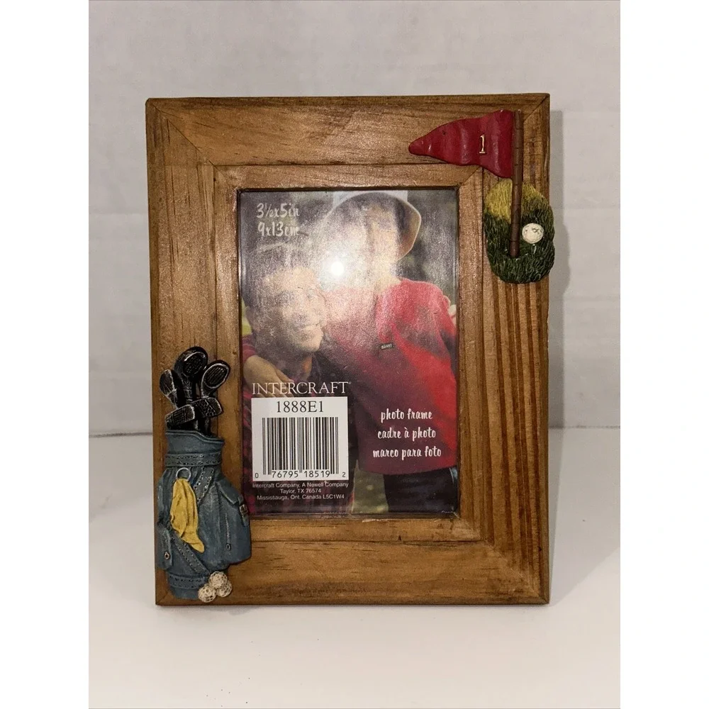 Intercraft Wood Golf Photo Frame 3.5x5 3D Golf Bag Flag Sports Decor 1888E1